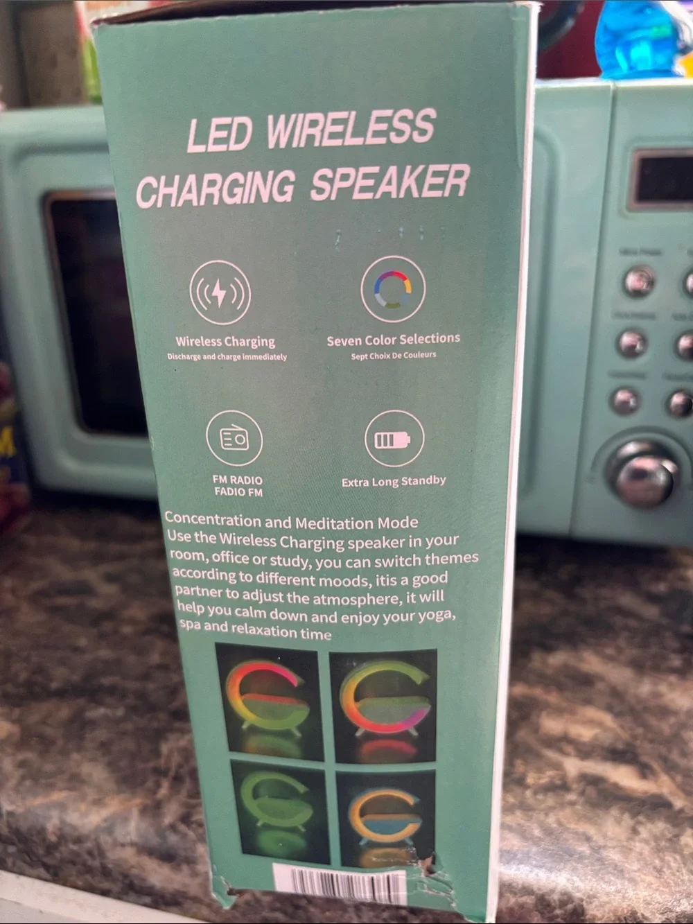 LED Wireless Charging Speaker - White with Rainbow LED